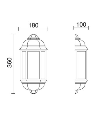 Aplique clásico MEDI Transparent IP44 E27 42W Negro | Novolux