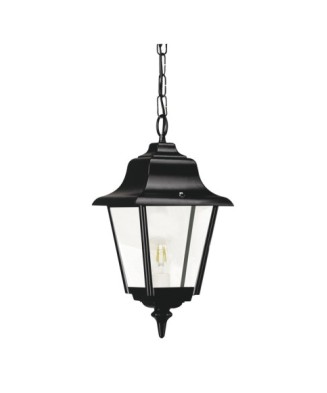 Suspensión clásica ROB IP44 E27 42W Cristal transparente Negro | Novolux