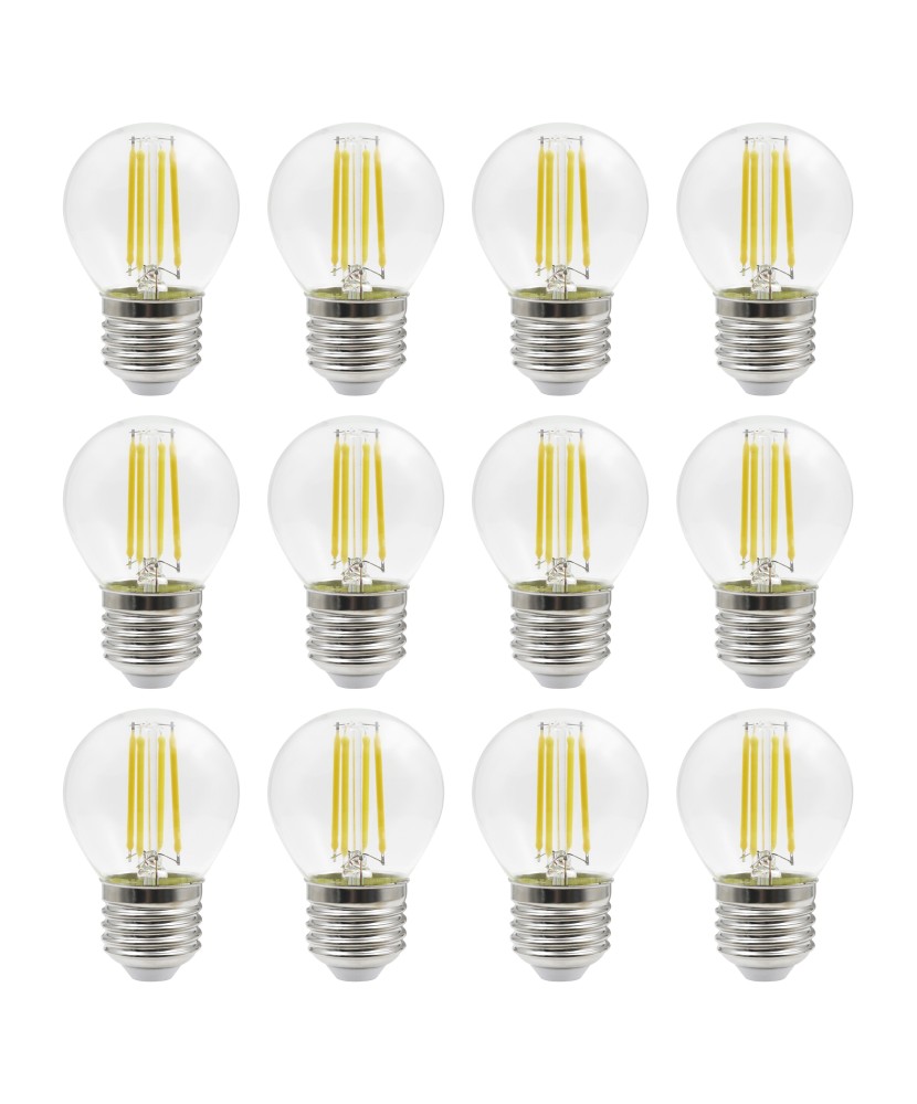 Kit 12 lámpara PORTOFINO IP20 E27 LED Bulb 12x4W 470lm CRI80 3000K Transparente | Novolux