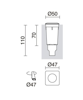 Empotrable pared/suelo RAIN Square Opal IP67 G9 LED Bulb 1.70W 170lm CRI80 3000K Gris | Novolux