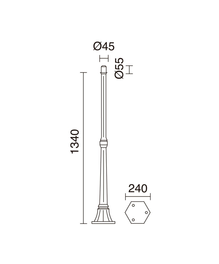 Poste clásico TopØ45 POSTES 1340mm Blanco | Novolux