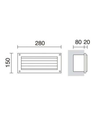 Empotrable pared GAMMA Grid IP54 LED SMD AC 13W 1790lm CRI80 3000K Negro