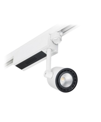 Proyector carril tilt PROTEUS LED COB 15W 1000lm CRI80 3000K 40º Blanco