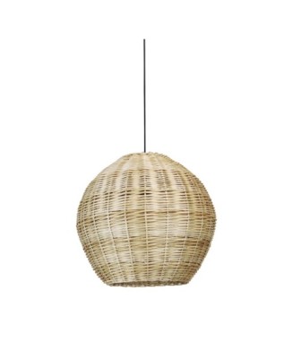 Natural E27 15W Pendant Light - Clear Wicker & Black
