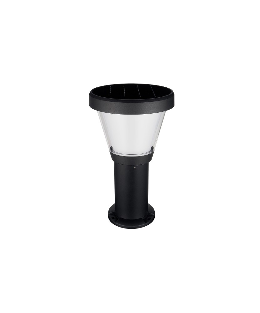 Baliza solar ERGO IP65 LED SMD 4.50W 435lm(250lm)/445lm(250lm) CRI80 3000K/4000K 90º Crepuscular 380mm Negro | Novolux