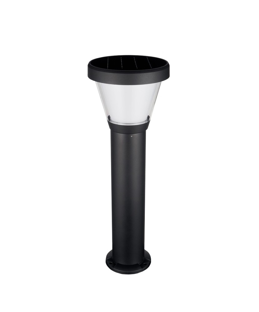 Baliza solar ERGO IP65 LED SMD 4.50W 435lm(250lm)/445lm(250lm) CRI80 3000K/4000K 90º Crepuscular 680mm Negro | Novolux