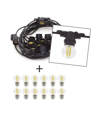Guirnalda PORTOFINO IP65 E27 LED Bulb 12x4W 470lm(2400lm) CRI80 3000K Negro | Novolux