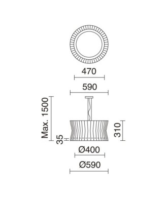 Suspensión CORA E27 3x60W Encintado beige | Novolux