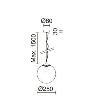 Suspensión OXY E27 40W ⌀250mm Cristal opalizado Negro | Novolux