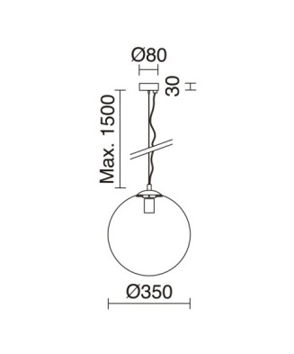 Suspensión OXY E27 60W ⌀350mm Cristal transparente Negro | Novolux