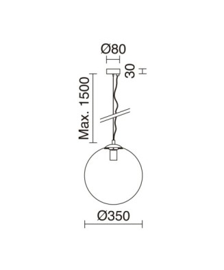 Suspensión OXY E27 60W ⌀350mm Cristal opalizado Negro | Novolux