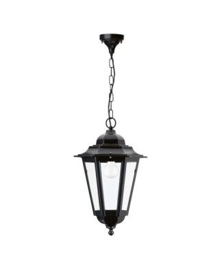 Suspensión clásica ELITE 6 IP44 E27 42W Cristal transparente Negro | Novolux